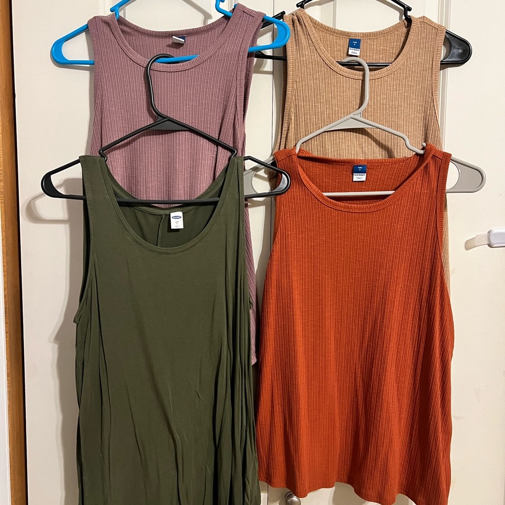 Old Navy Women's Tank Tops - Green, Orange, Purple, Tan